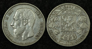 Бельгия, 5 франков 1873г.