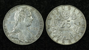 Австрия, 25 шиллингов 1967г. 250 лет со дня рождения Марии Терезии