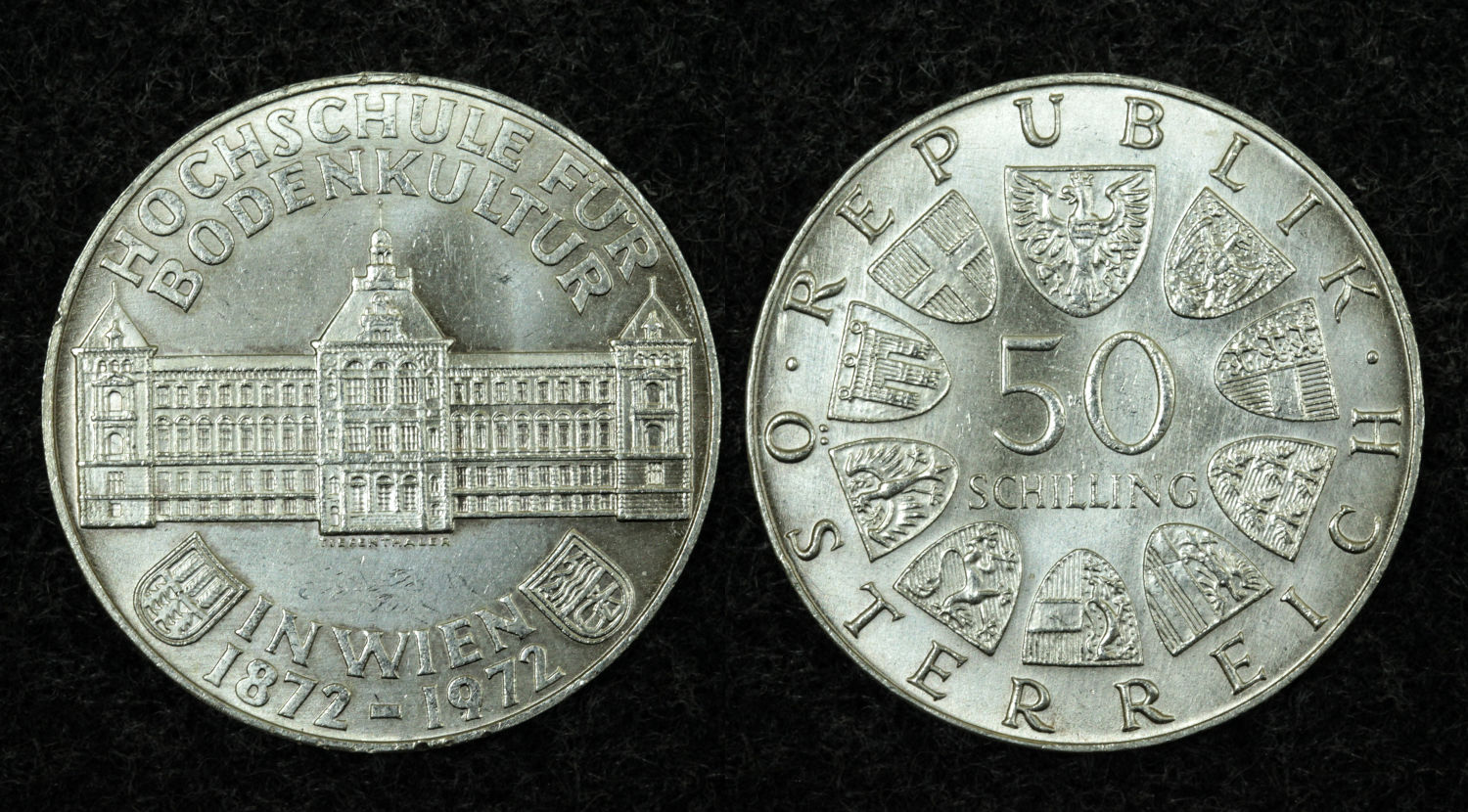 Австрия, 50 шиллингов 1972г. 100 лет Венскому Агрикультурному университету